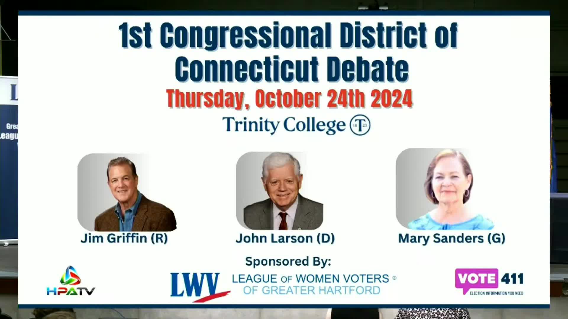 Thumbnail image for League of Women Voters Greater Hartford 1st Congressional District Debate 10/24/24